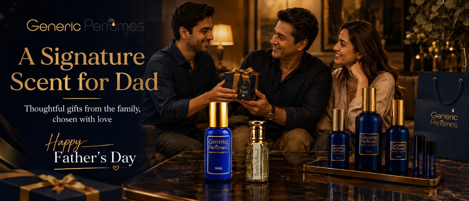 A signature scent for Dad with Generic Perfumes family gift moment