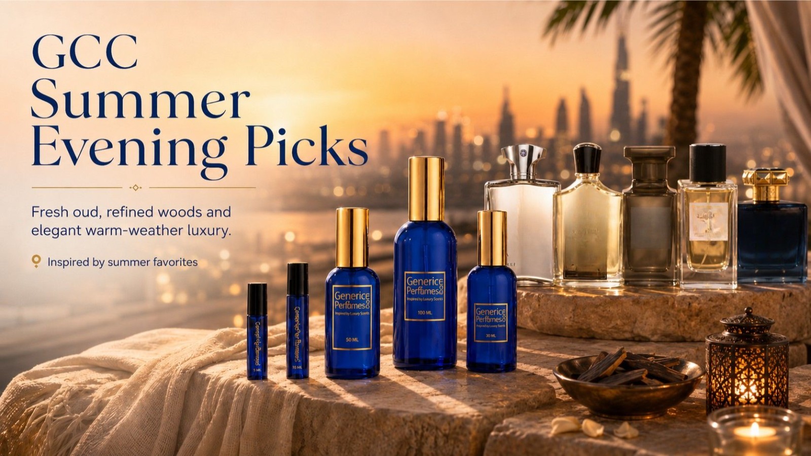 GCC summer evening perfume picks with oud woods and refined warm weather scents